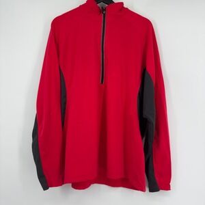 Levelwear Mens XL Red Black 1/4 Zip Pullover Long Sleeve Golf Performance Shirt